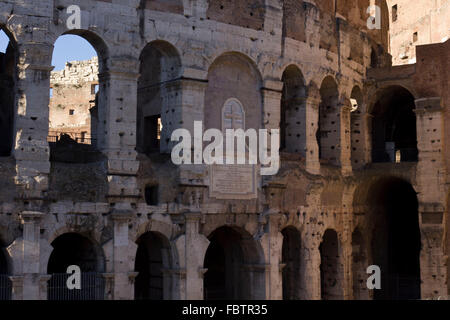 ROME, ITALY - JANUARY 1 2015: Close up detail of the external walls of Colosseum ruins in Rome, Italy Stock Photo