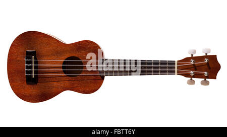 Hawaiian ukulele guitar with four strings isolated on white Stock Photo