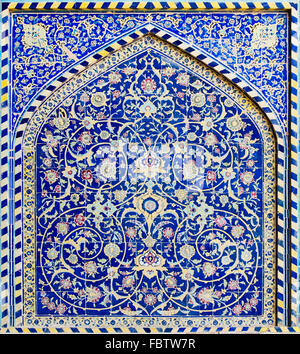 tiled background, oriental ornaments from Isfahan Mosque, Iran Stock Photo