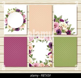 Pink and white flyers design with ornate pattern Stock Photo - Alamy