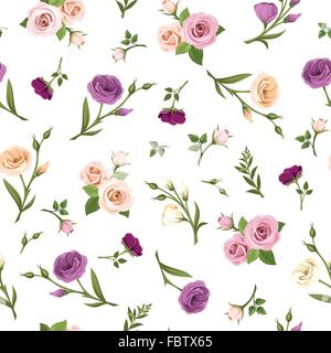 Seamless pattern with colorful flowers. Vector illustration. Stock Vector