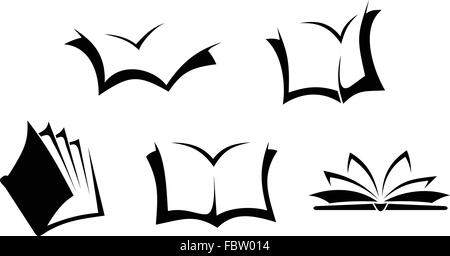 Black silhouettes of books. Vector illustration. Stock Vector