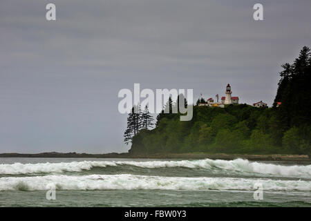 BC00485-00...BRITISH COLUMBIA - Carmanah Lighthouse located on the Pacific Coast of Vancouver Island along the West Coast Trail. Stock Photo