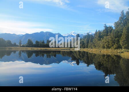 Reflection of Lake Matheson,South Island New Zealand Stock Photo - Alamy