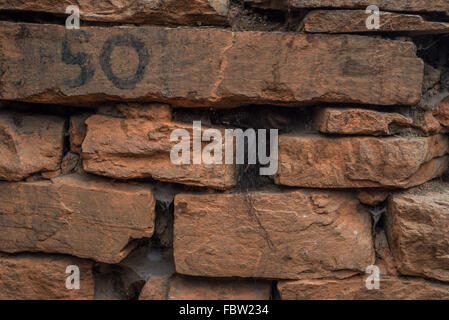Close-up detail of a brick wall. INDIA Stock Photo