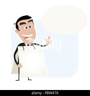 White Business Man Holding A Sandwich Board Stock Photo