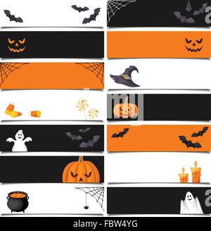 The horizontal orange and white Halloween background with grunge border ...