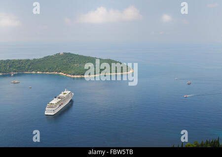 luxury turist boat ship  at sea on summer vacation Stock Photo