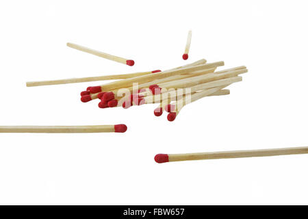 Pile of matches on white Stock Photo