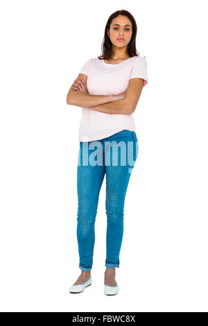 Nice concentrated woman wearing a top Stock Photo - Alamy