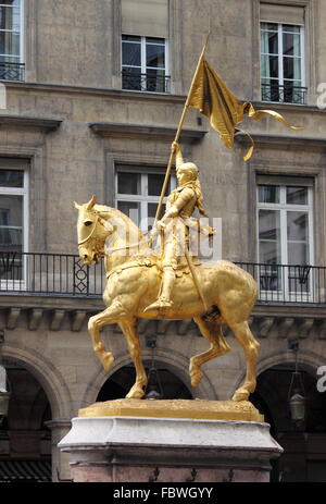 Golden statue of Saint Joan of Arc in Paris, France Stock Photo