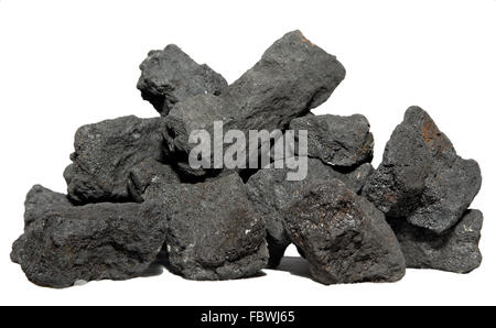 Coal on white background Stock Photo