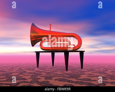 music and trumpet Stock Photo