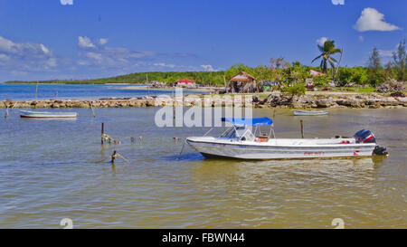 Boat in a bay near Guardalavaca, Cuba