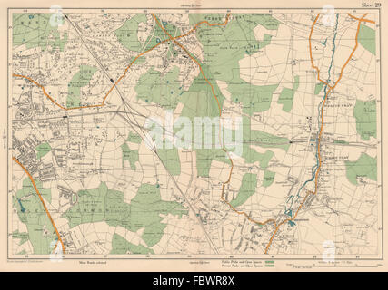 BROMLEY & ORPINGTON Chislehurst Petts Wood St Paul's Mary Cray. BACON, 1927 map Stock Photo