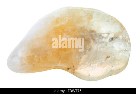 macro shooting of natural mineral stone - yellow citrine gemstone isolated on white background Stock Photo