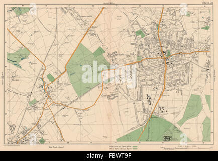 SUTTON Cheam Epsom Belmont Carshalton Ewell Banstead Downs. BACON, 1927 map Stock Photo