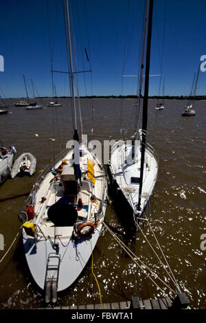 yacht and summer in   rio de la plata Stock Photo