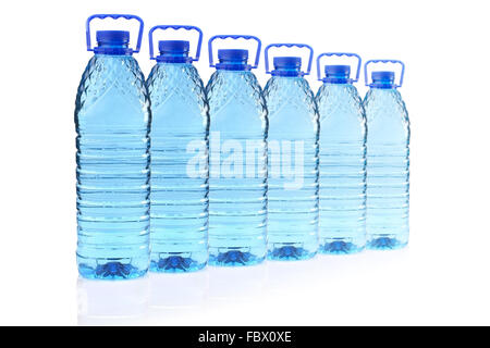 plastic bottles of mineral water in a row Stock Photo