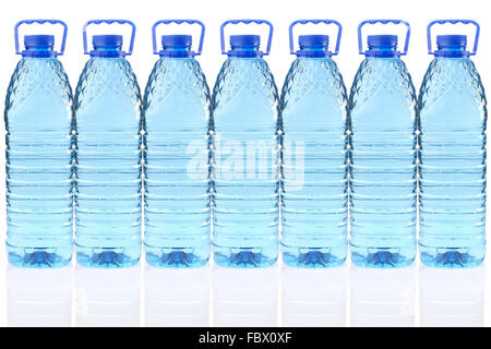 plastic bottles of mineral water in a row Stock Photo