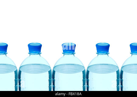 plastic bottles of mineral water in a row Stock Photo