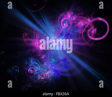 Abstract fractal background with spirals and light rays. Stock Photo