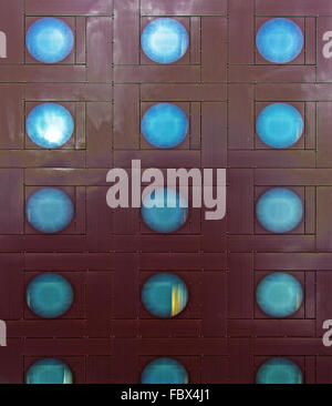 metal facade of hotel Onyx with blue sky Stock Photo