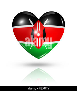 Love Kenya, heart flag icon Stock Photo