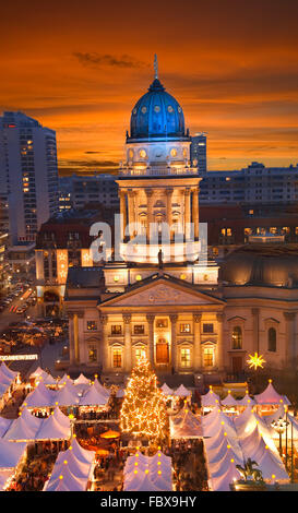 berlin gendarmenmarkt christmas sunset Stock Photo