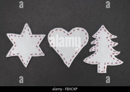 Star, Heart and Christmas Tree made of Felt