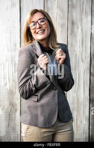 Woman wearing a suit Stock Photo