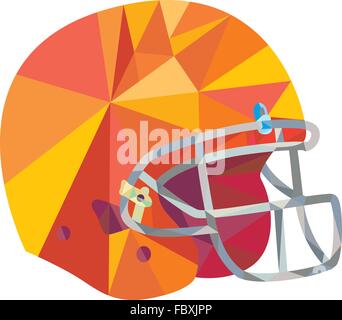Low polygon style illustration of an american football helmet headgear viewed from side set on isolated white background. Stock Vector