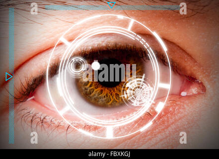 Biometric iris scan security screening Stock Photo