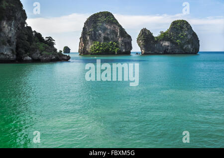 Thailand Beach Temple Rocks Krabi Stock Photo