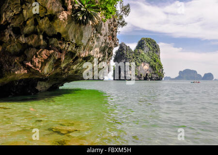 Thailand Beach Temple Rocks Krabi Stock Photo