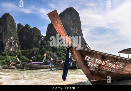 Thailand Beach Temple Rocks Krabi Stock Photo