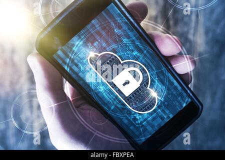 Mobile Cloud Hosting Concept. Cloud Sharing From Mobile Devices. Smartphone Application. Stock Photo