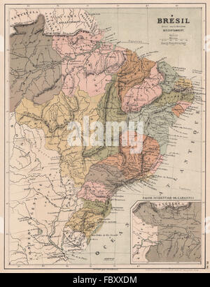 BRAZIL Brésil Brasil in provinces. CORTAMBERT, 1880 antique map Stock Photo
