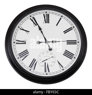 black wall vintage clock isolated Stock Photo