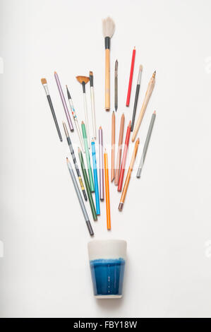 Arrangement of artists tools Stock Photo - Alamy