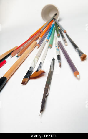 foreground of color pens on a white background Stock Photo - Alamy