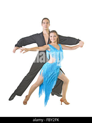 Dancing couple isolated over white background Stock Photo