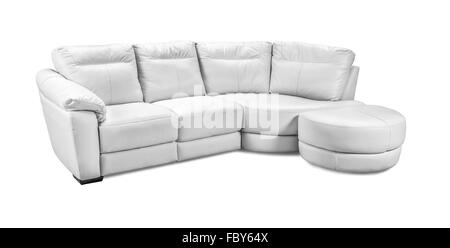 Luxury leather corner sofa isolated on white background Stock Photo