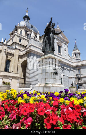 Madrid Spain,Europe European,Spanish,Centro,Catedral Santa Maria la Real de La Almudena,consecrated cathedral,Catholic,religion,dome,cupola,exterior,F Stock Photo