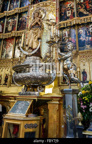 Madrid Spain,Europe European,Spanish,Centro,Catedral Santa Maria la Real de La Almudena,consecrated cathedral,Catholic,religion,interior inside,altar, Stock Photo