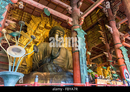 NARA, JAPAN - NOVEMBER 19, 2015: The Todaiji Buddha. It is considered the world's largest bronze statue of the Buddha Vairocana. Stock Photo