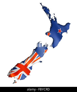 New Zealand flag map Stock Photo