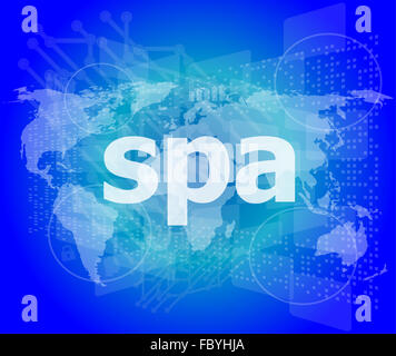 words spa on digital touch screen background Stock Photo