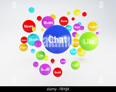 bubble application icons. Social network  concept. Stock Photo