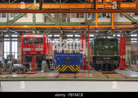 Railway-Vehicle maintenance in Dessau Stock Photo